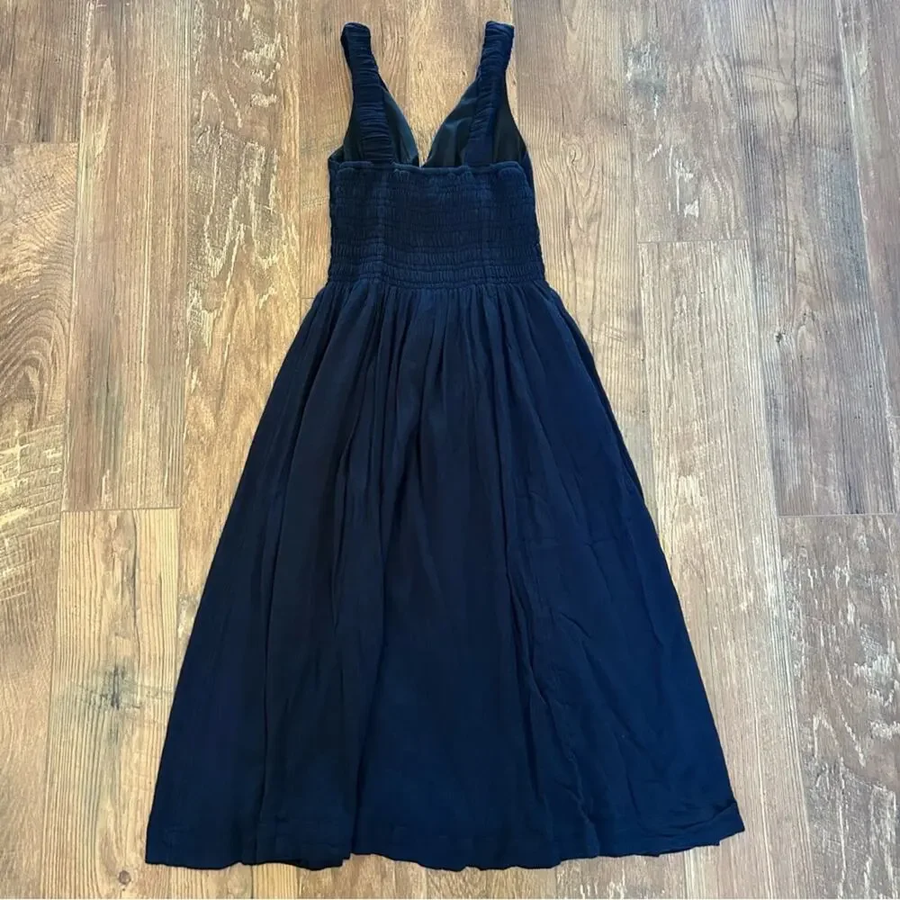 Abercrombie & Fitch Scrunchie Strap Maxi Dress Navy Blue Small